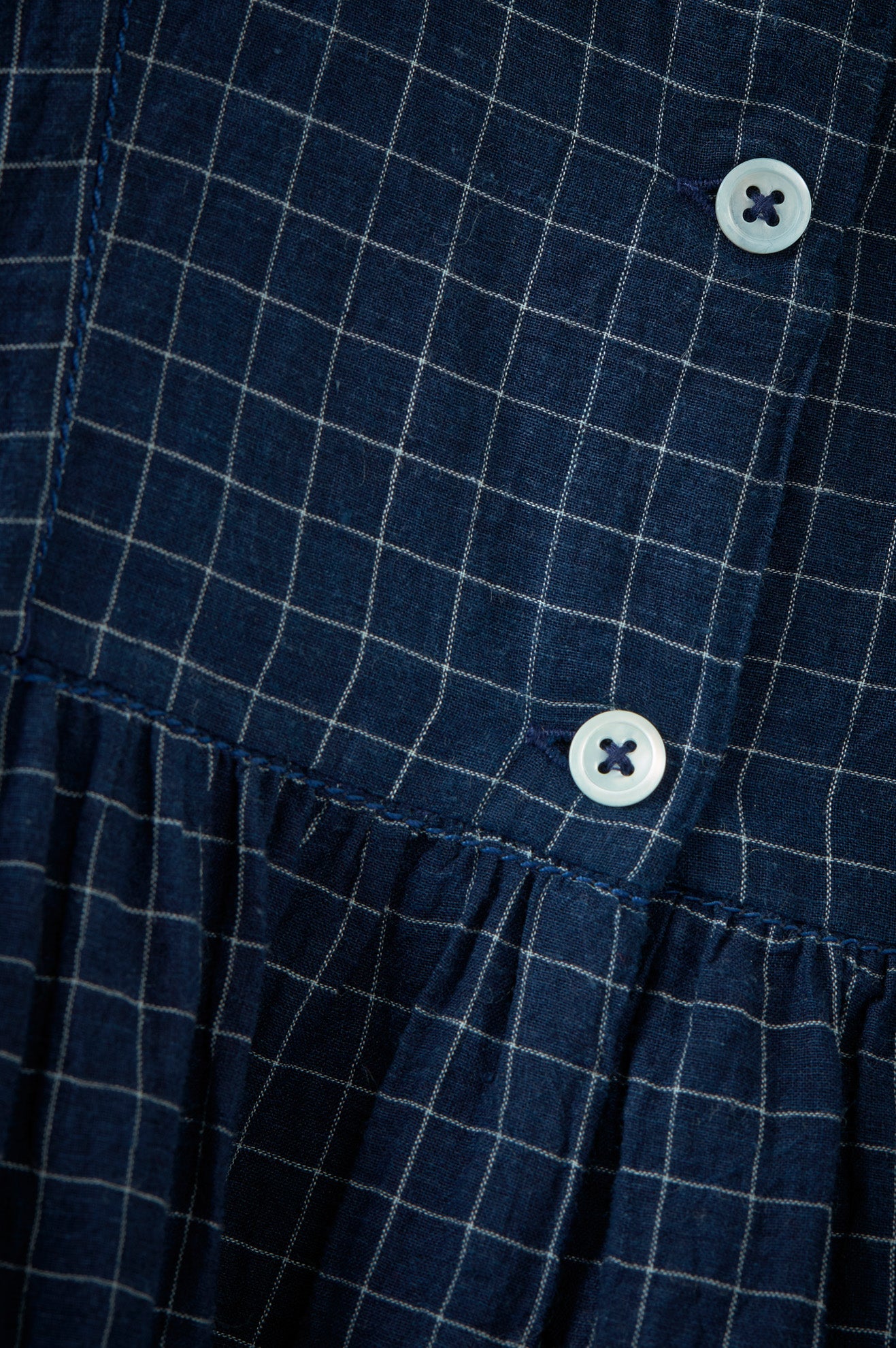 YARROW GIRL'S COTTON DRESS  - NAVY CHECK
