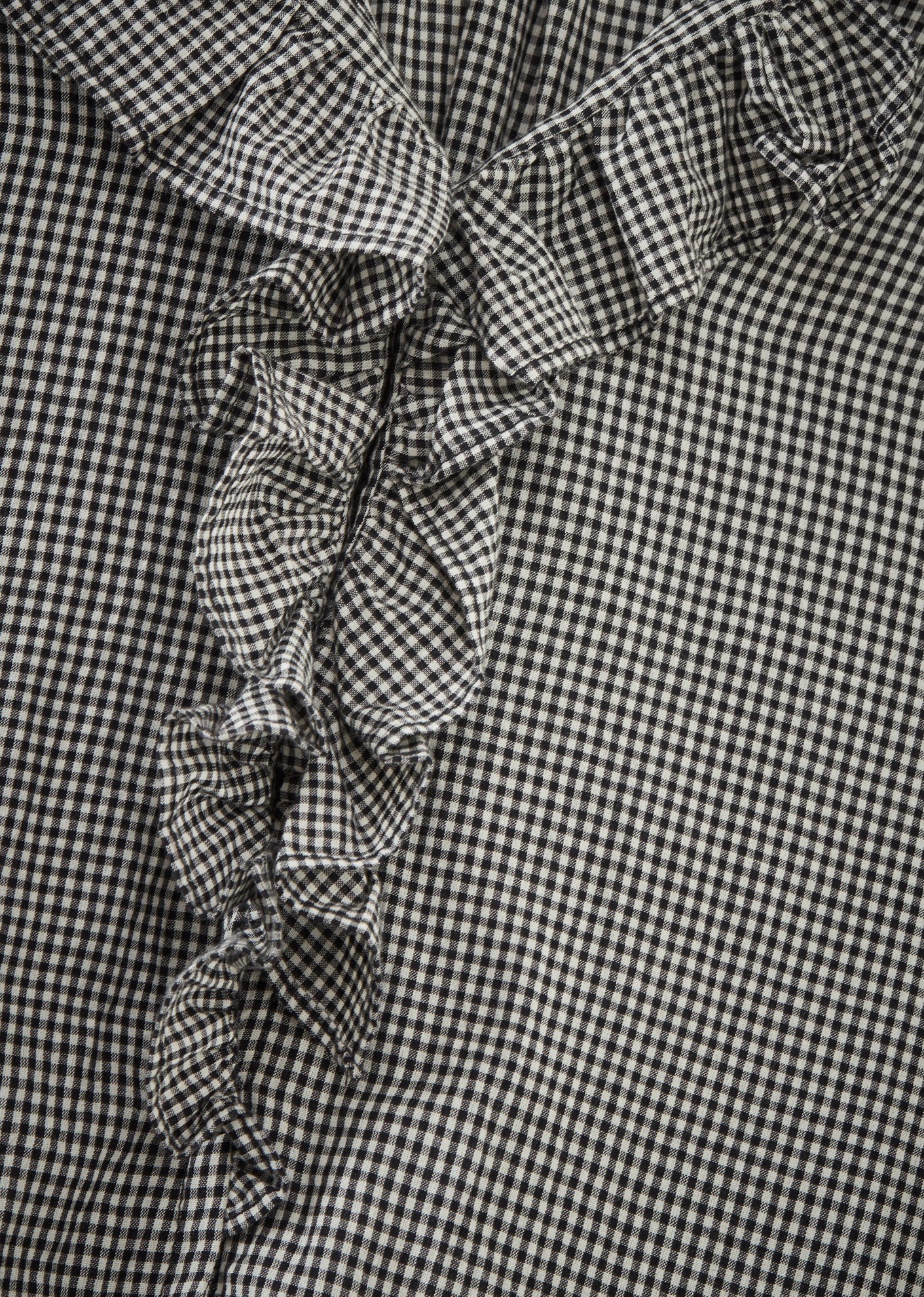 WOMEN'S COTTON FRILL BLOUSE - BLACK/WHITE CHECK