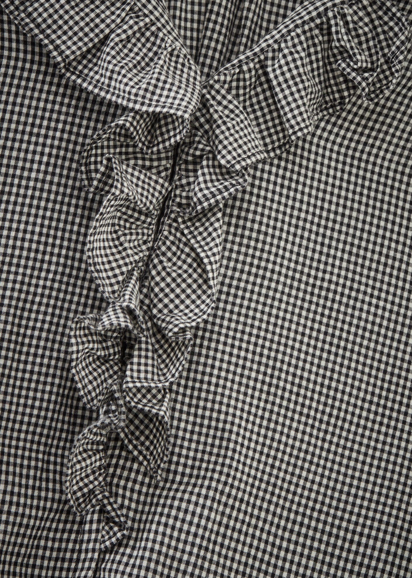 FRILL BLOUSE - BLACK/WHITE CHECK