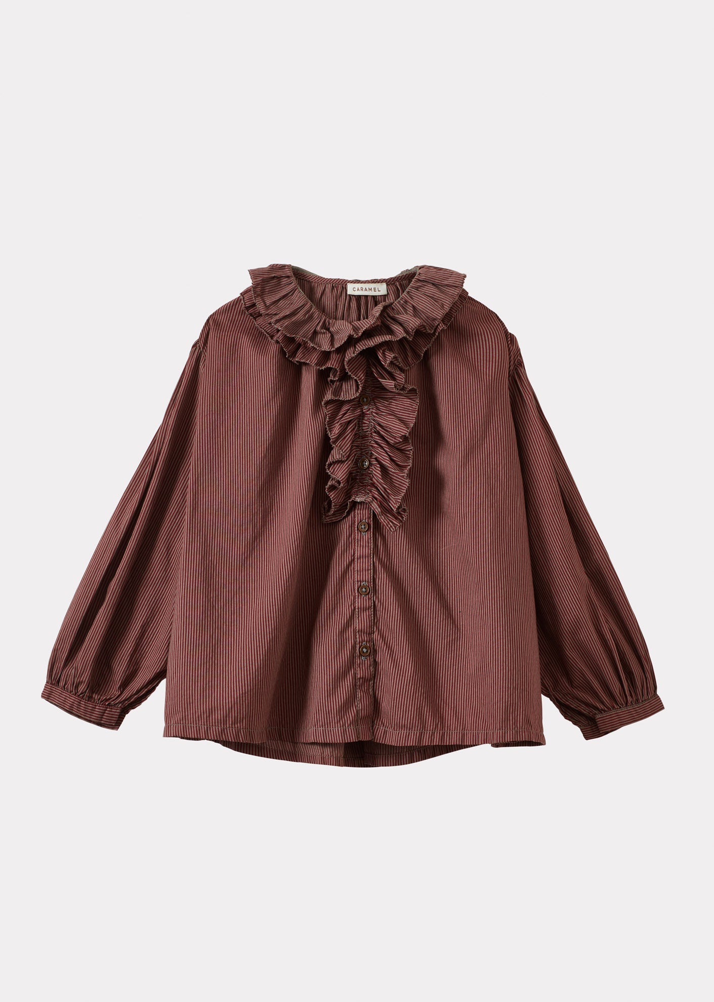 CORA CHILDREN'S COTTON BLOUSE - TAUPE STRIPE