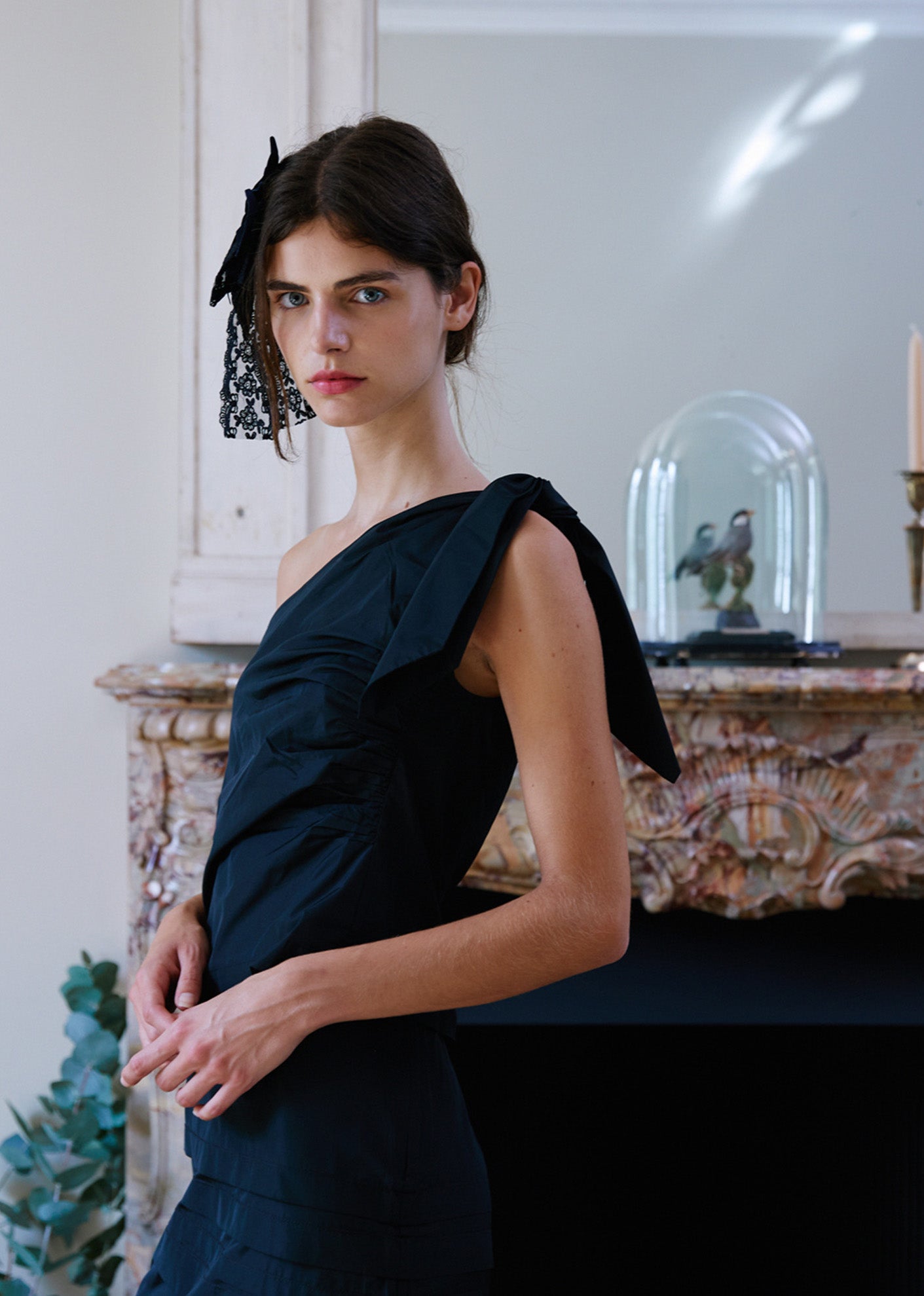 WOMEN'S ONE-SHOULDER TOP - BLACK