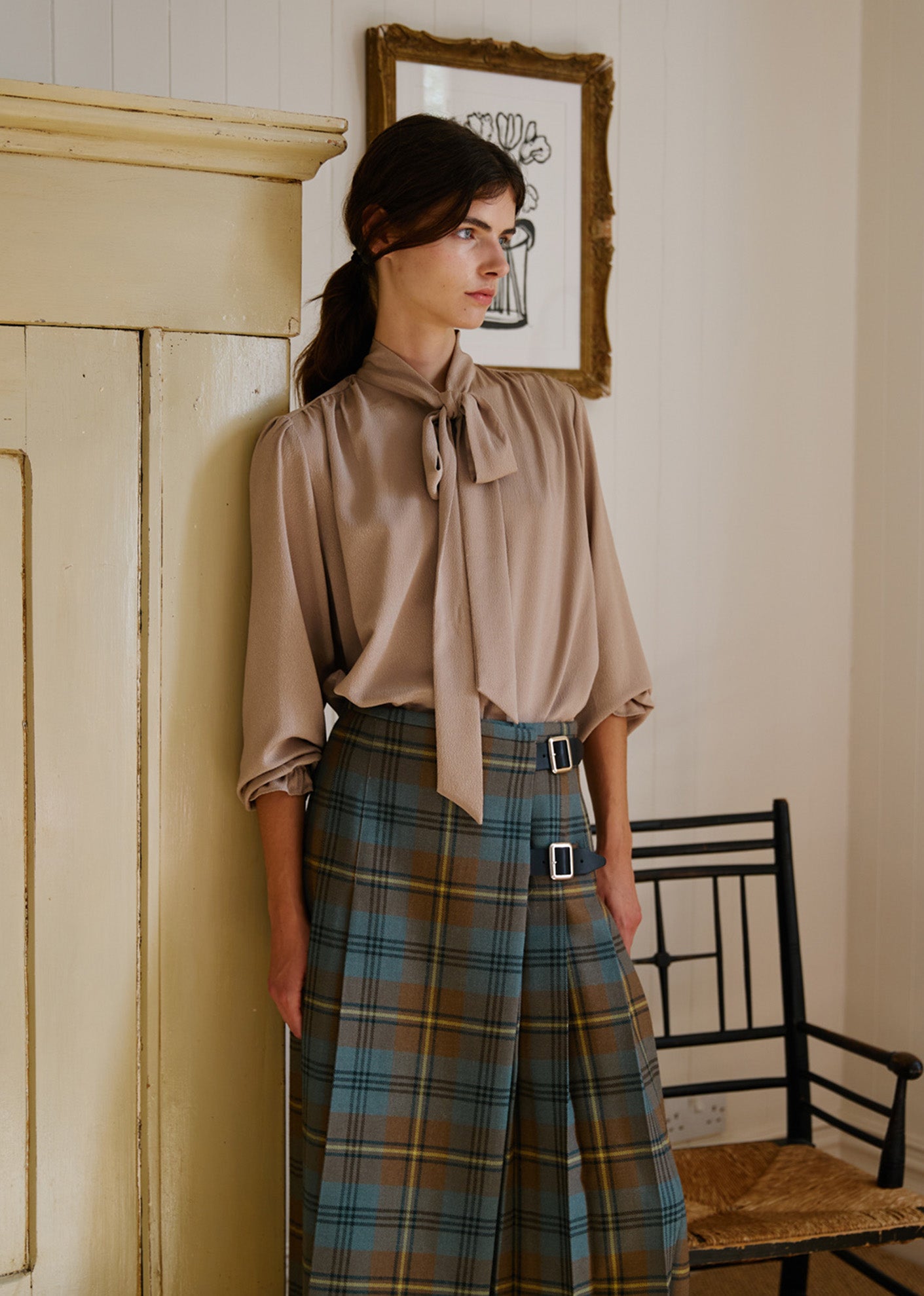 WOMEN'S WOOL KILT - YELLOW / BLACK CHECK