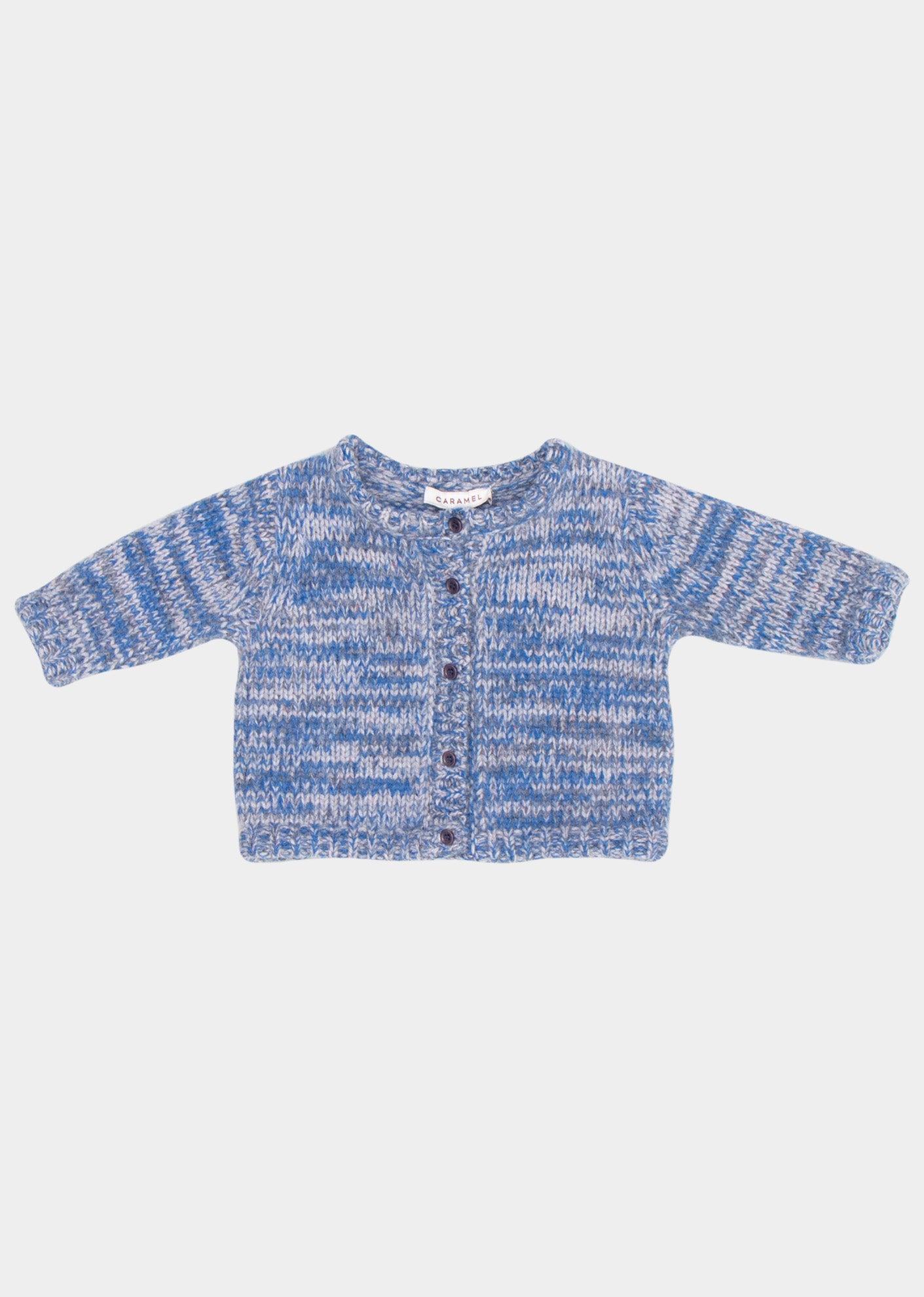 MISTI BABY CARDIGAN - BLUE/ GREY MOULINE