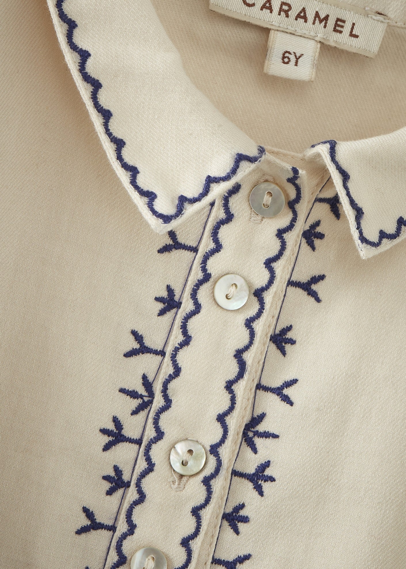 DRAGONFLY CHILDREN'S COTTON SHIRT - ECRU / BLUE