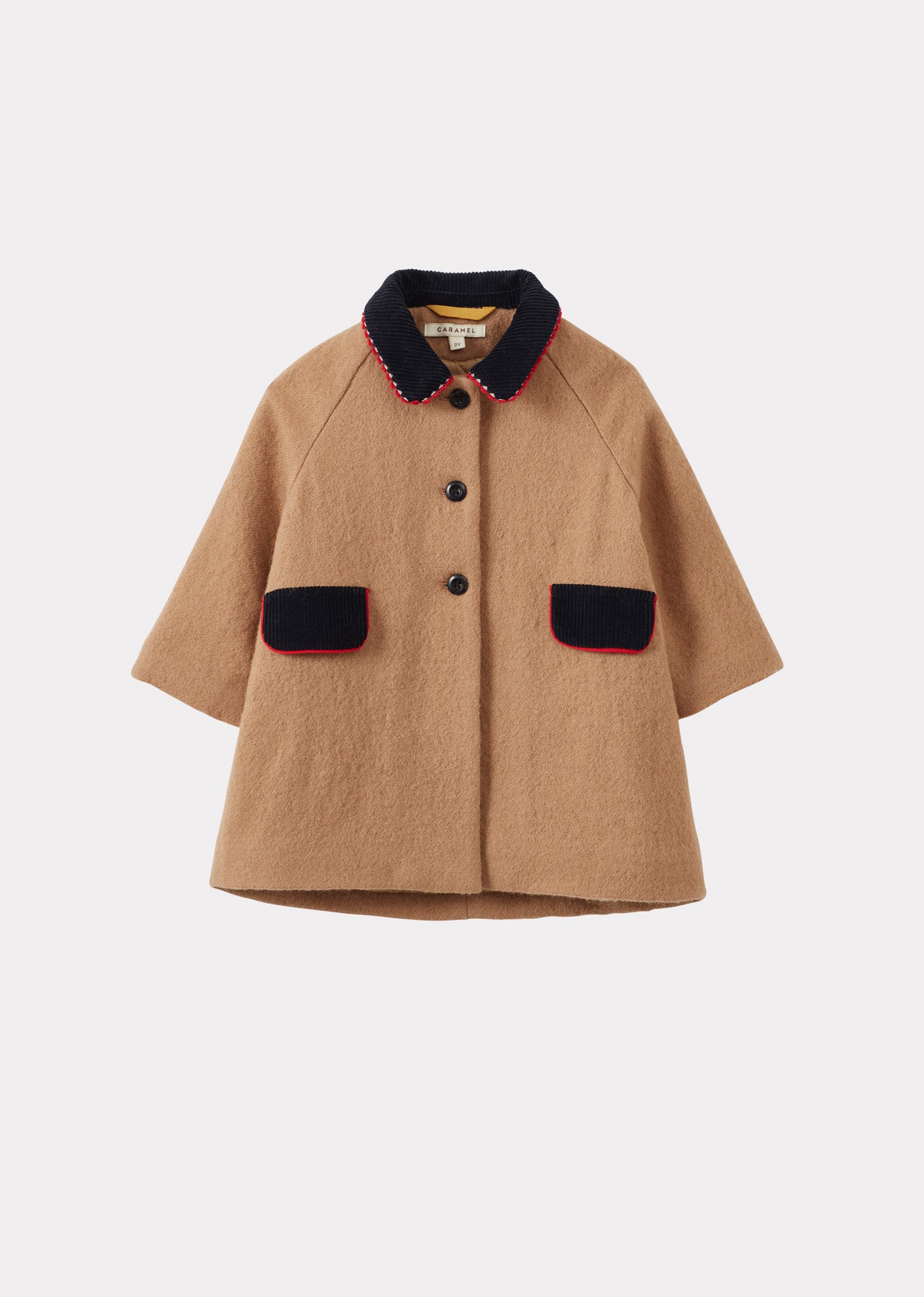 CHEE BABY COAT CAMEL WITH NAVY