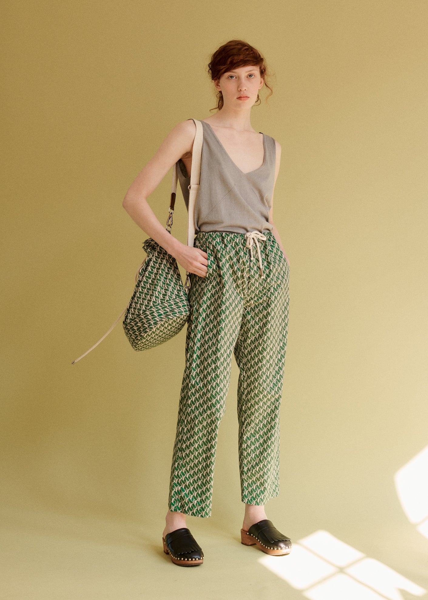 CARAMEL JUDO TROUSER - EMERALD GEO PRINT