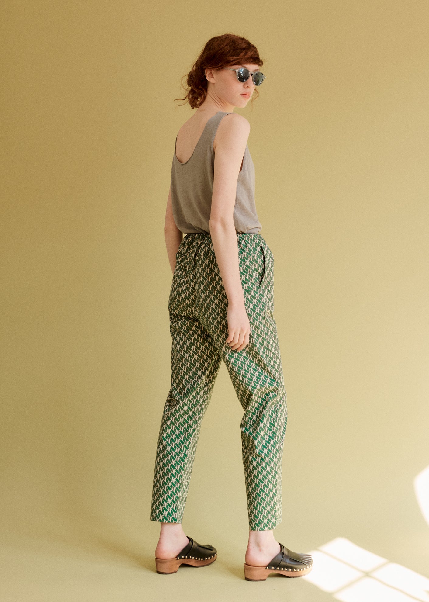 CARAMEL JUDO TROUSER - EMERALD GEO PRINT
