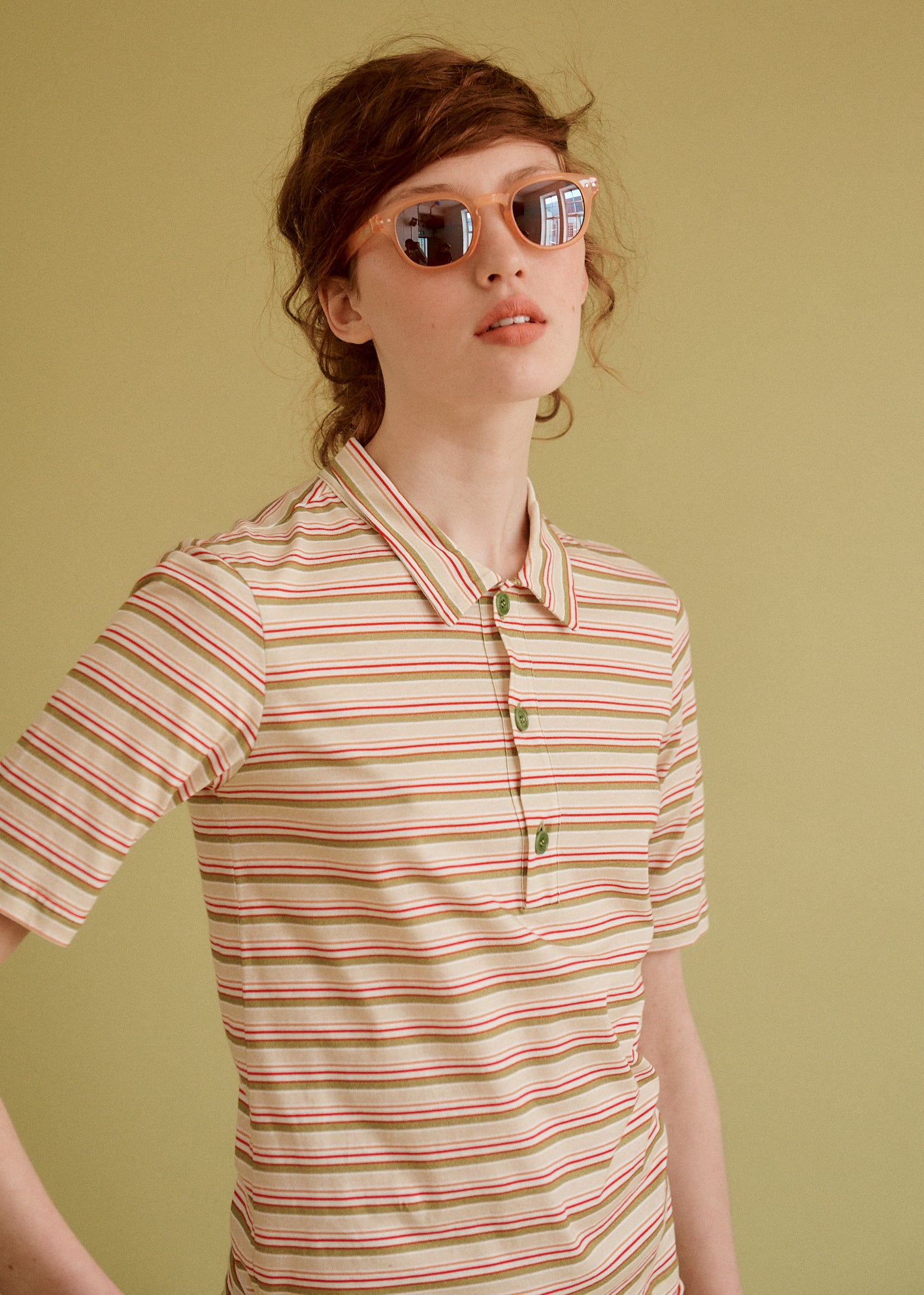 CARAMEL POLO T-SHIRT - MULTI STRIPE