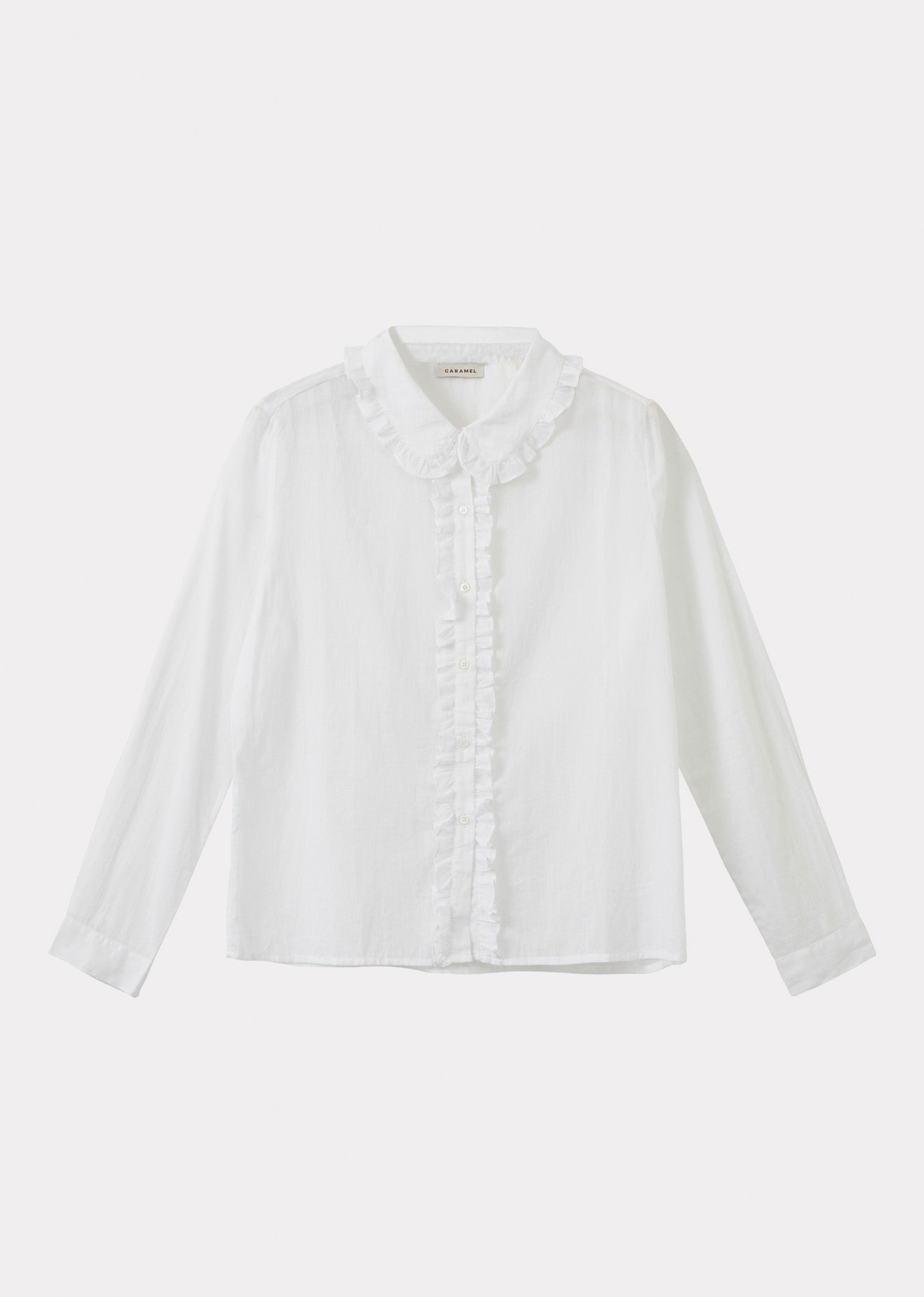 CARAMEL RUFFLE SHIRT - WHITE