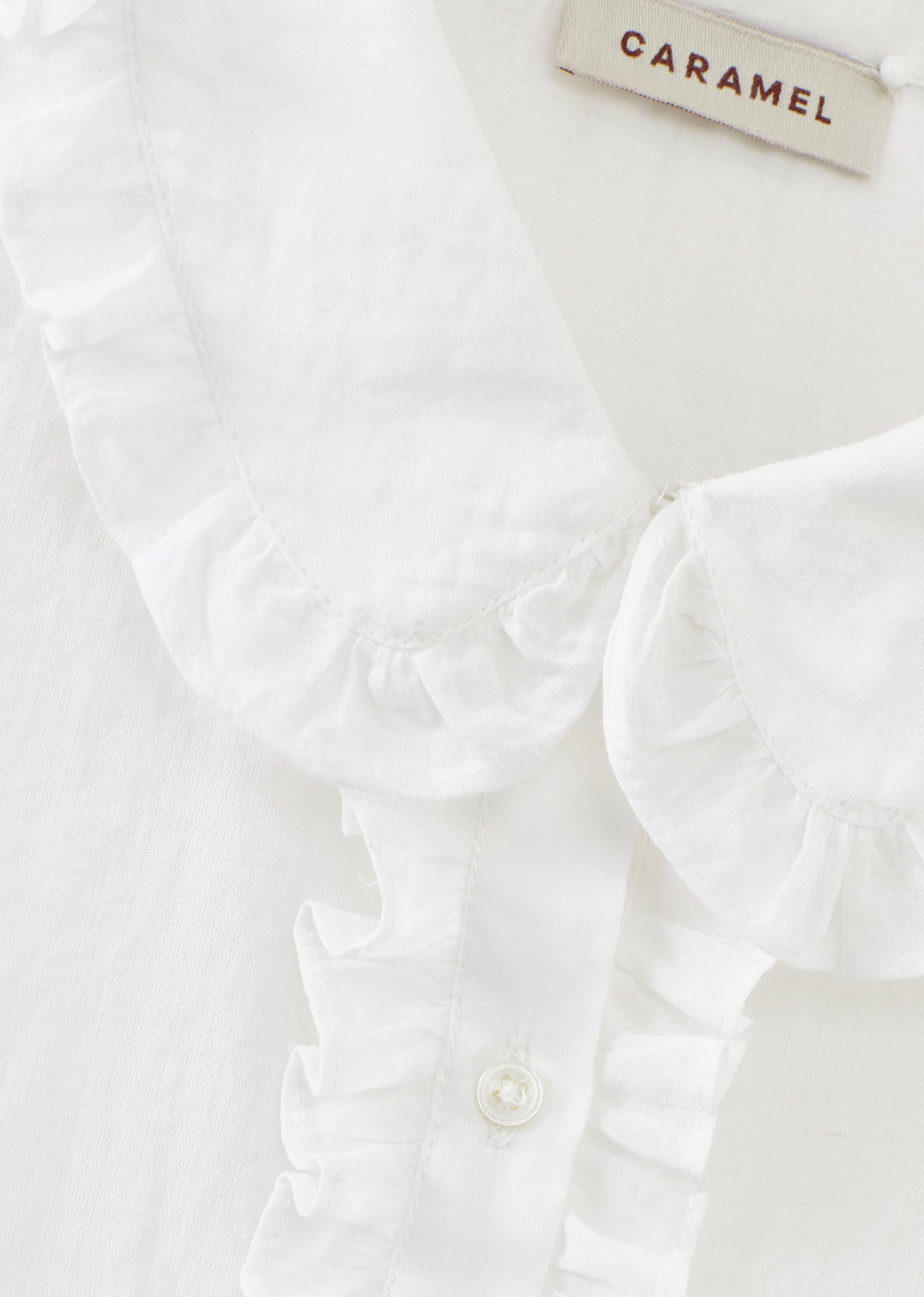 CARAMEL RUFFLE SHIRT - WHITE