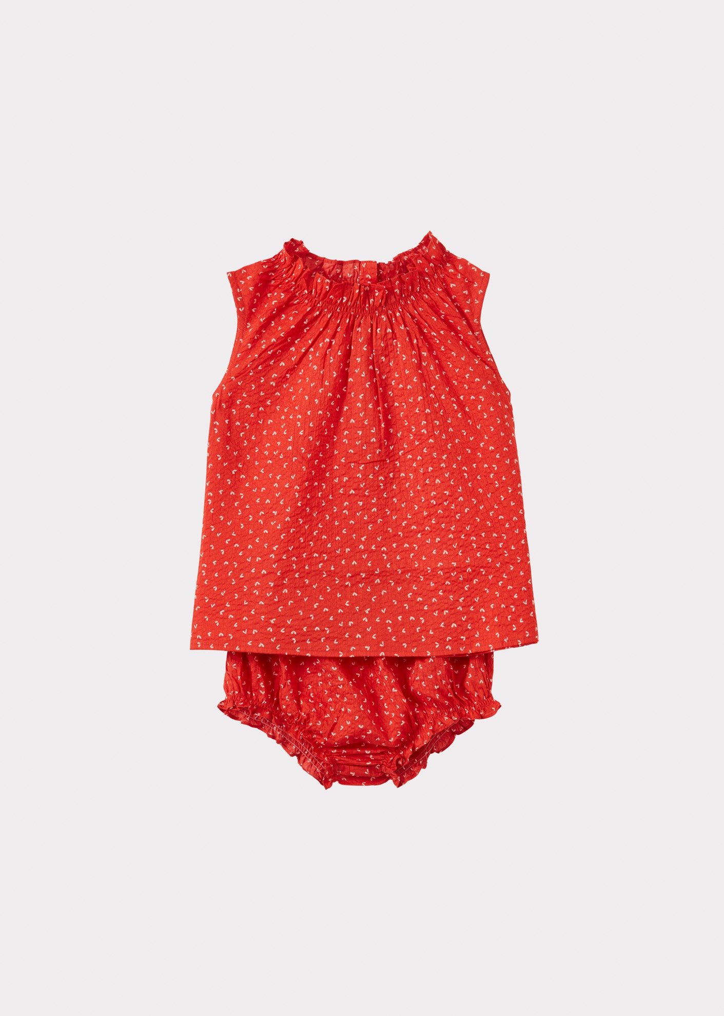 ALBERTA CHILDREN'S MIRACLE WEAVE COTTON TOP AND SHORTS SET - POPPY RED