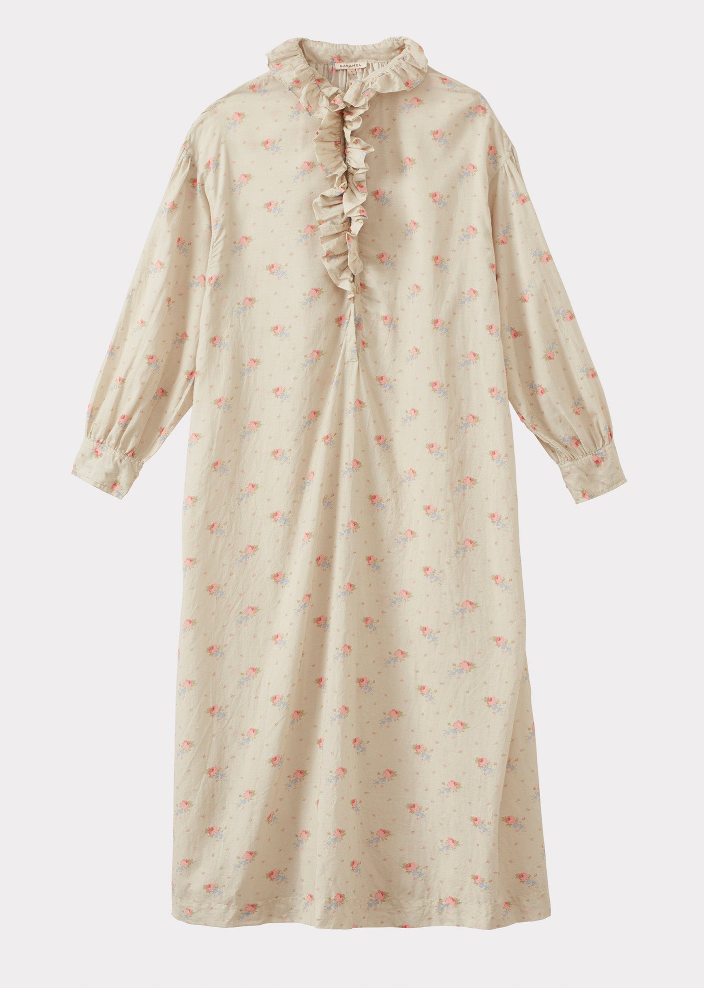 FRILL COLLAR DRESS WOMAN - ROSE BOUQUET PRINT