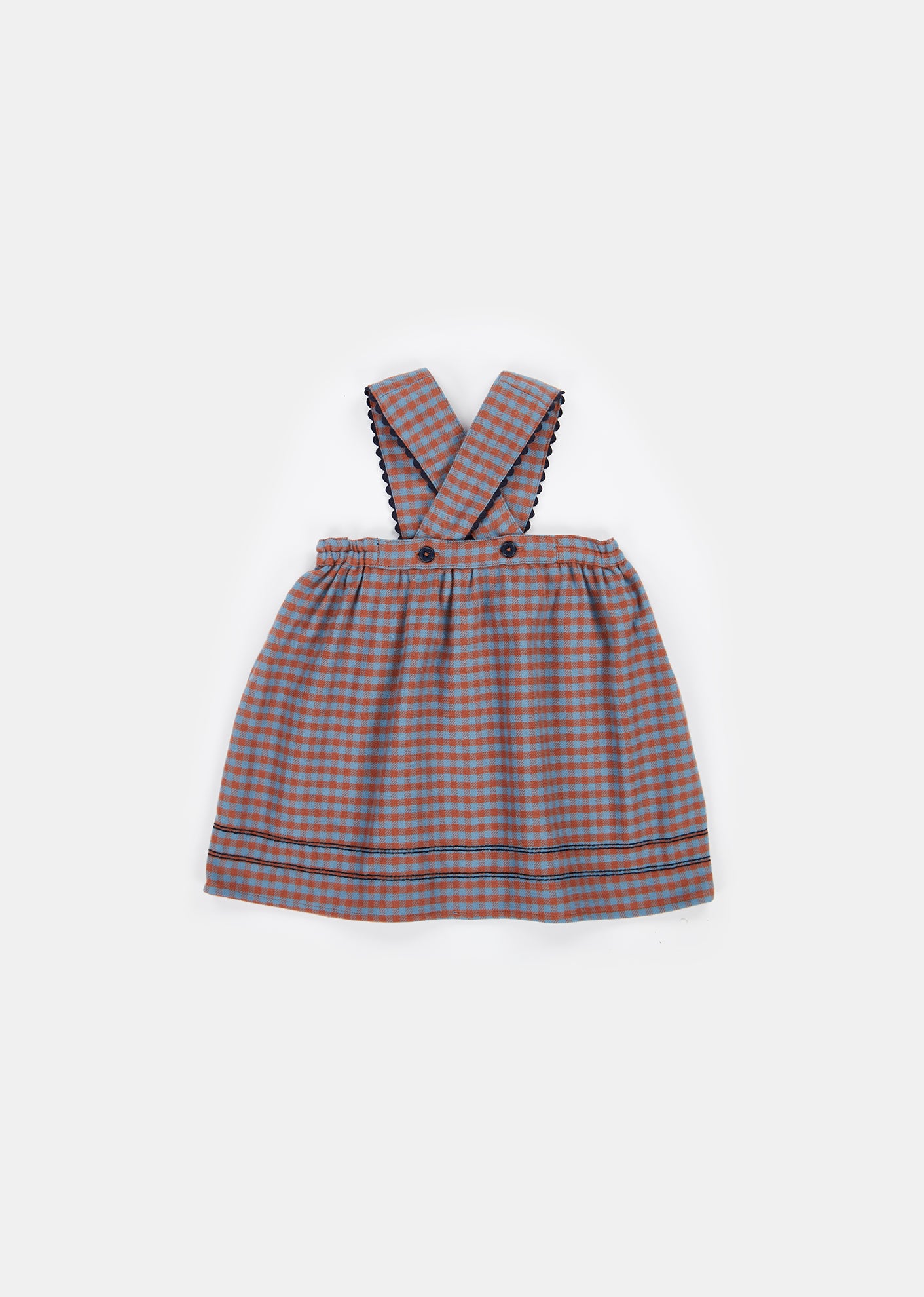 WHITEBEAM BABY DRESS BROWN/BLUE CHECK BACK