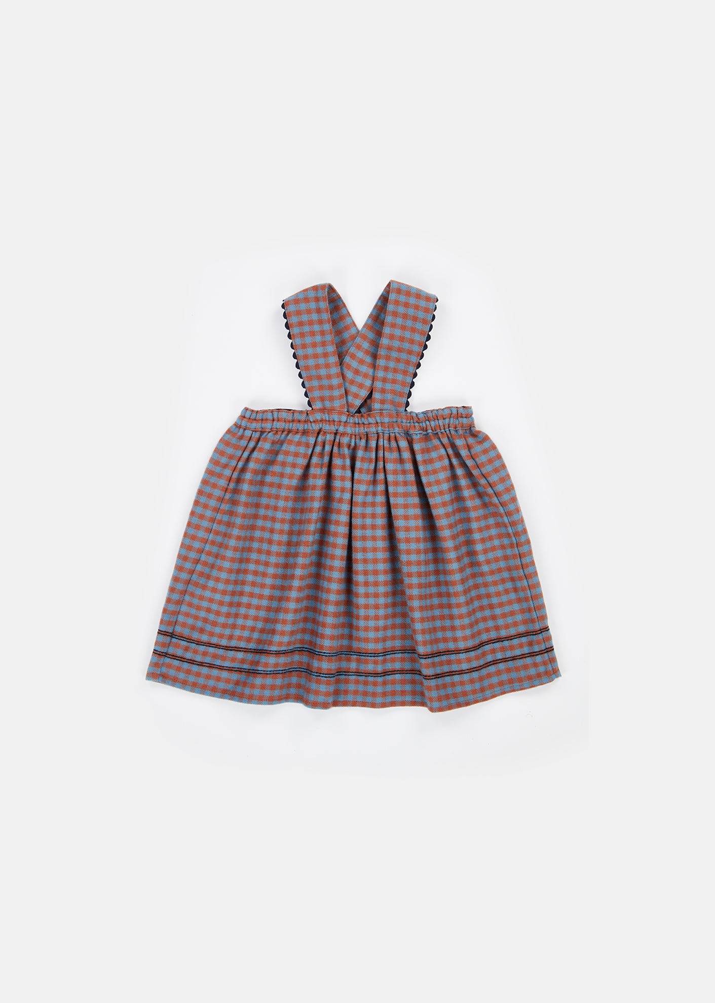 WHITEBEAM BABY DRESS BROWN/BLUE CHECK FRONT