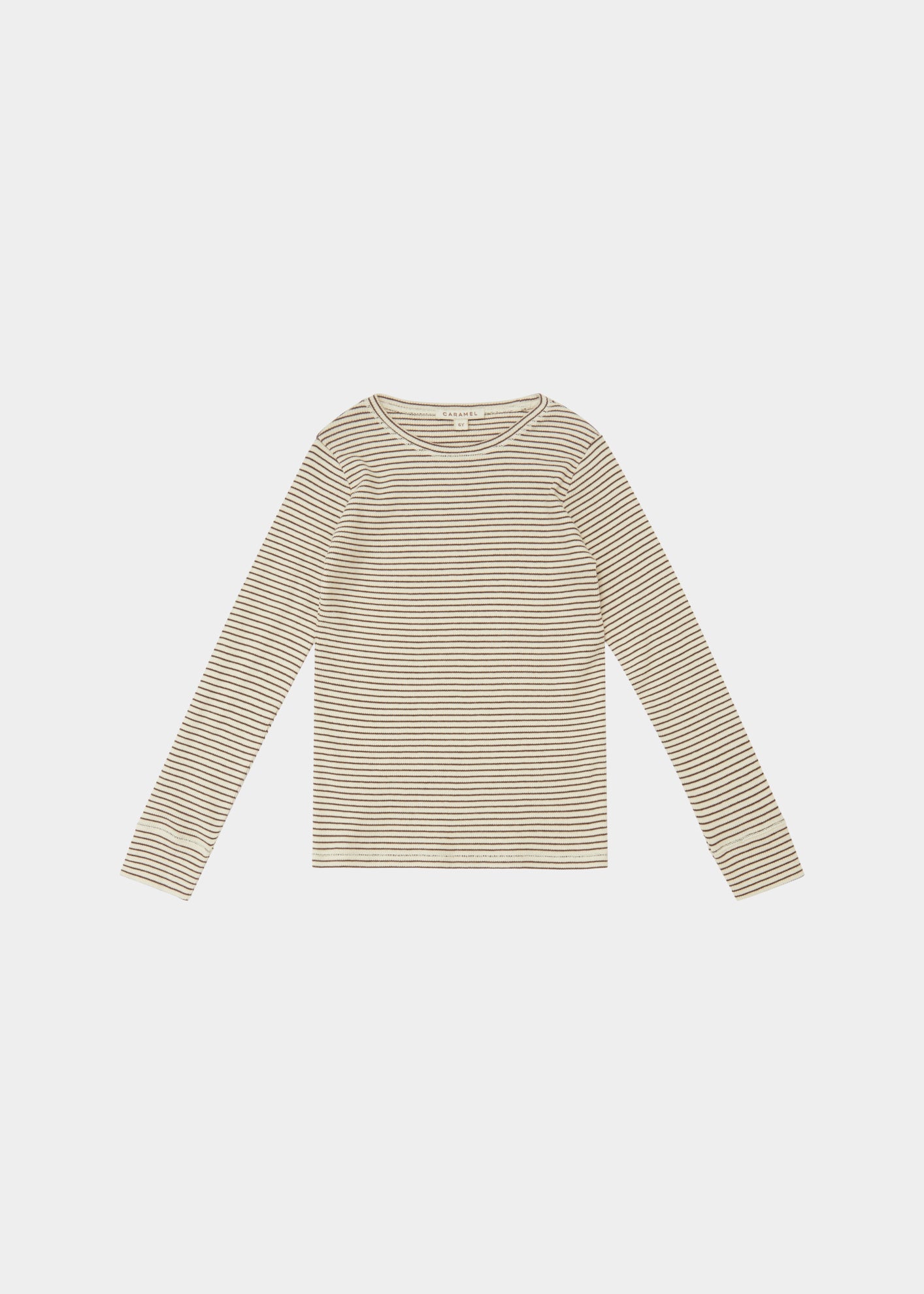 KISHON CHILDREN'S COTTON T-SHIRT - CREAM/CHOCOLATE STRIPE