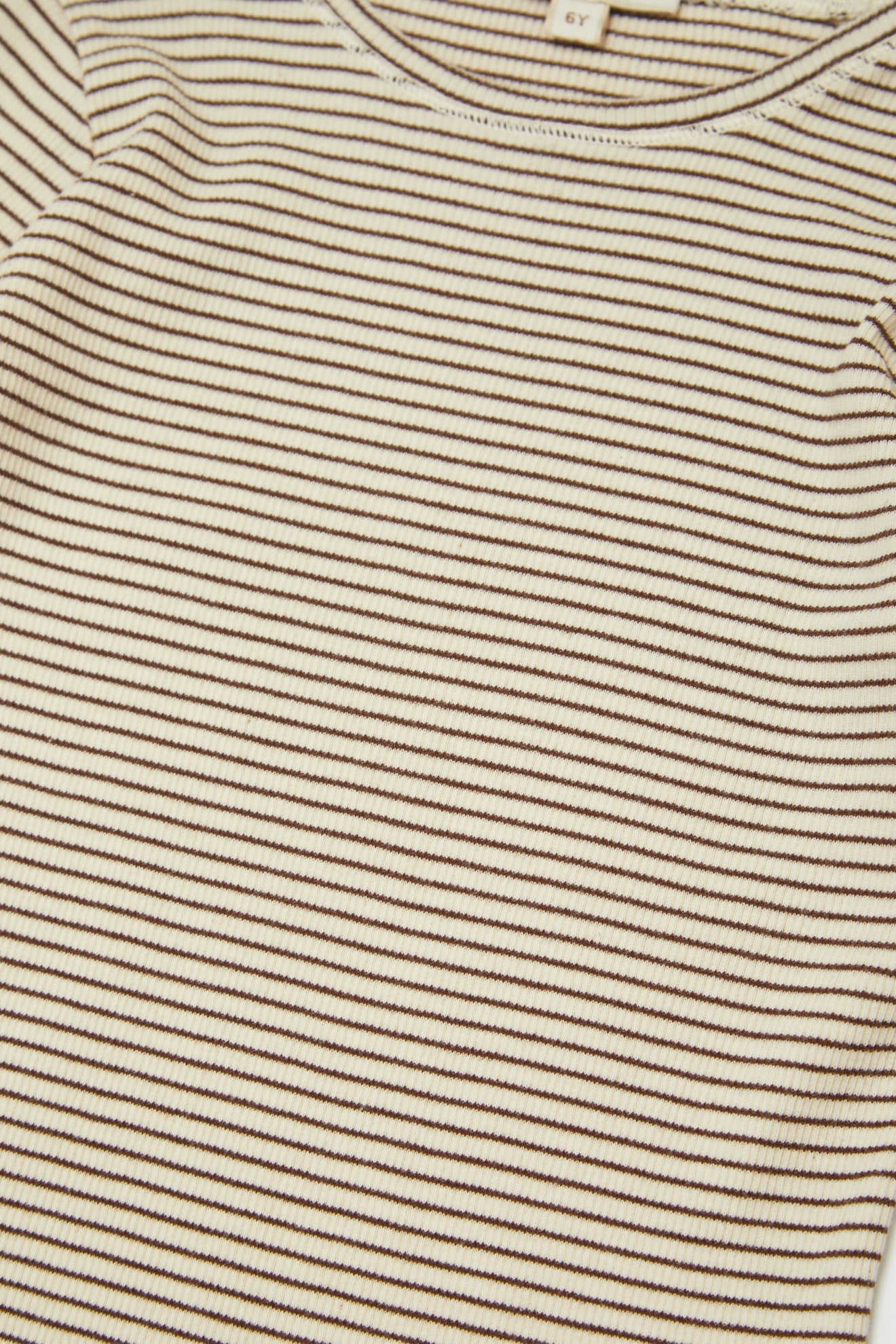 KISHON CHILDREN'S COTTON T-SHIRT - CREAM/CHOCOLATE STRIPE