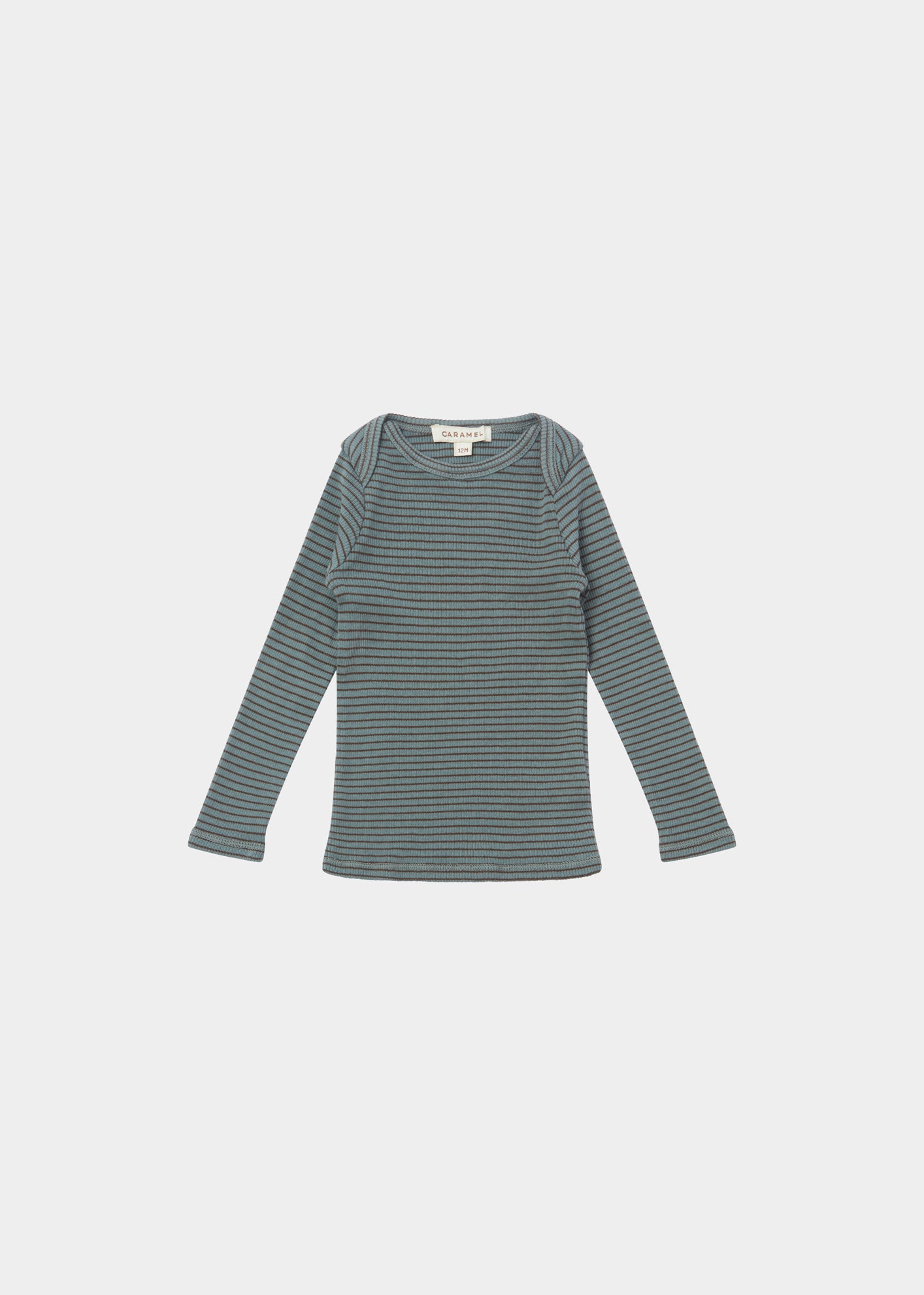 KISHON BABY COTTON T-SHIRT - SPRUCE/CHOCOLATE STRIPE