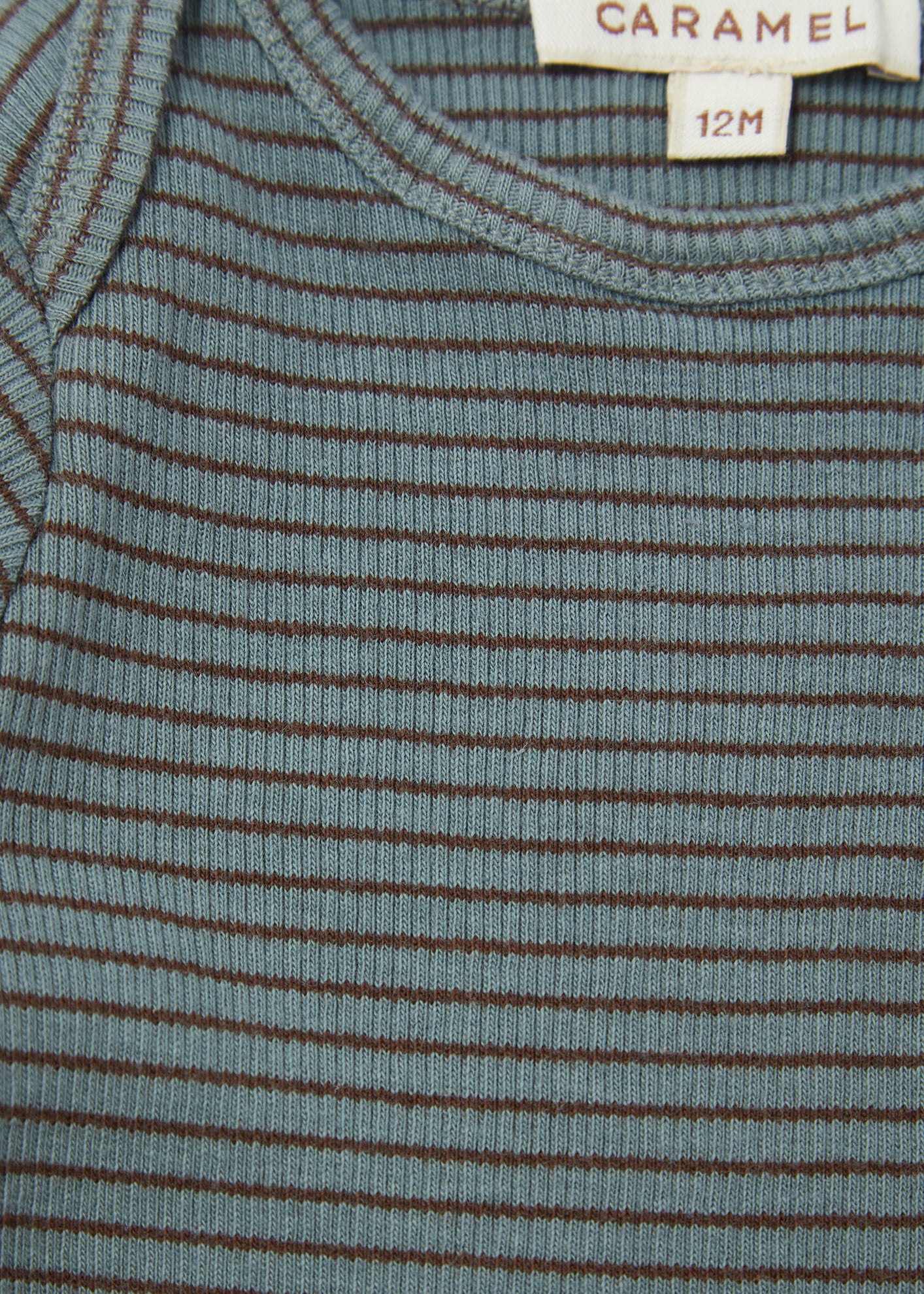 KISHON BABY COTTON T-SHIRT - SPRUCE/CHOCOLATE STRIPE