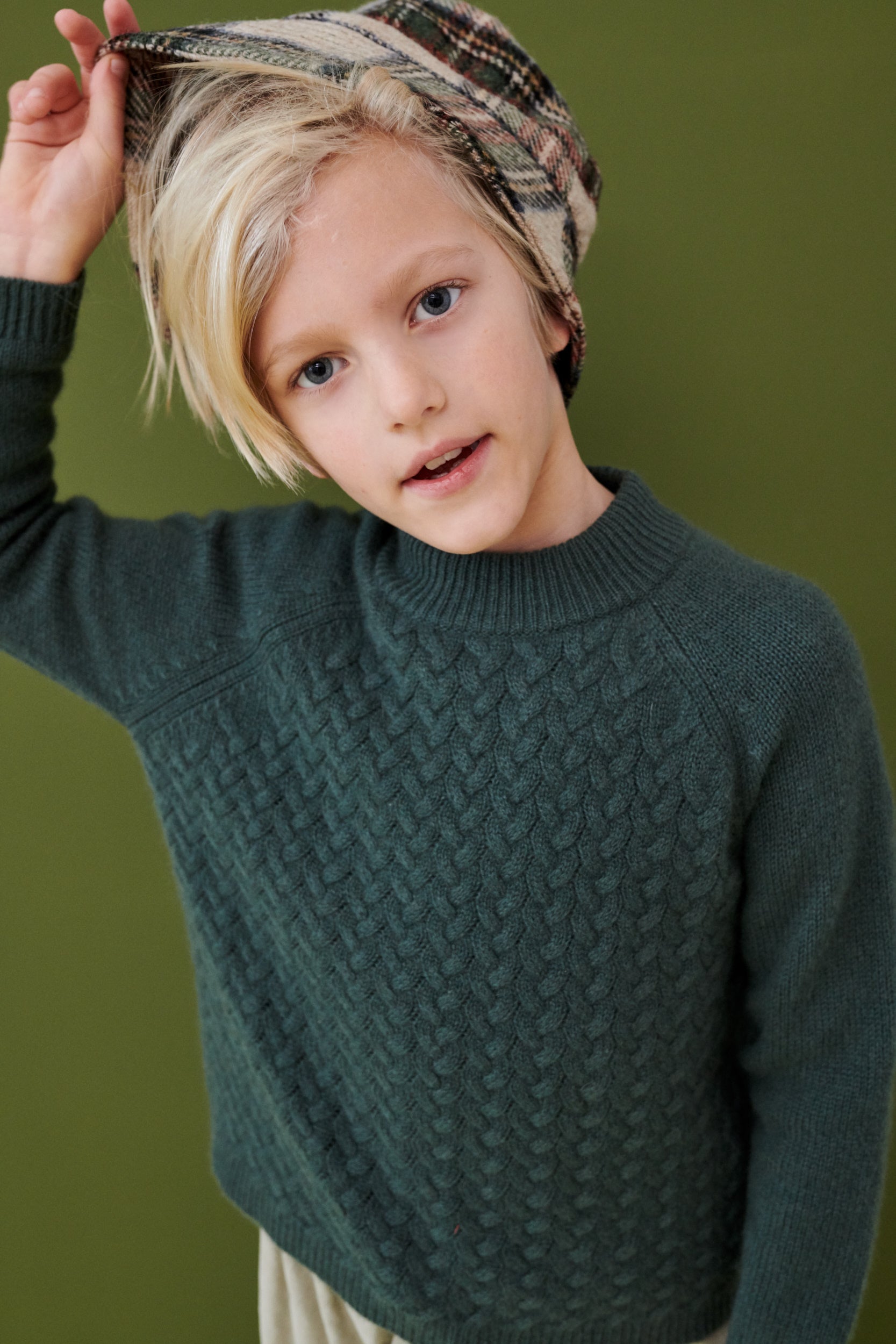 KALER CASHMERE CHILDREN'S JUMPER - PINE