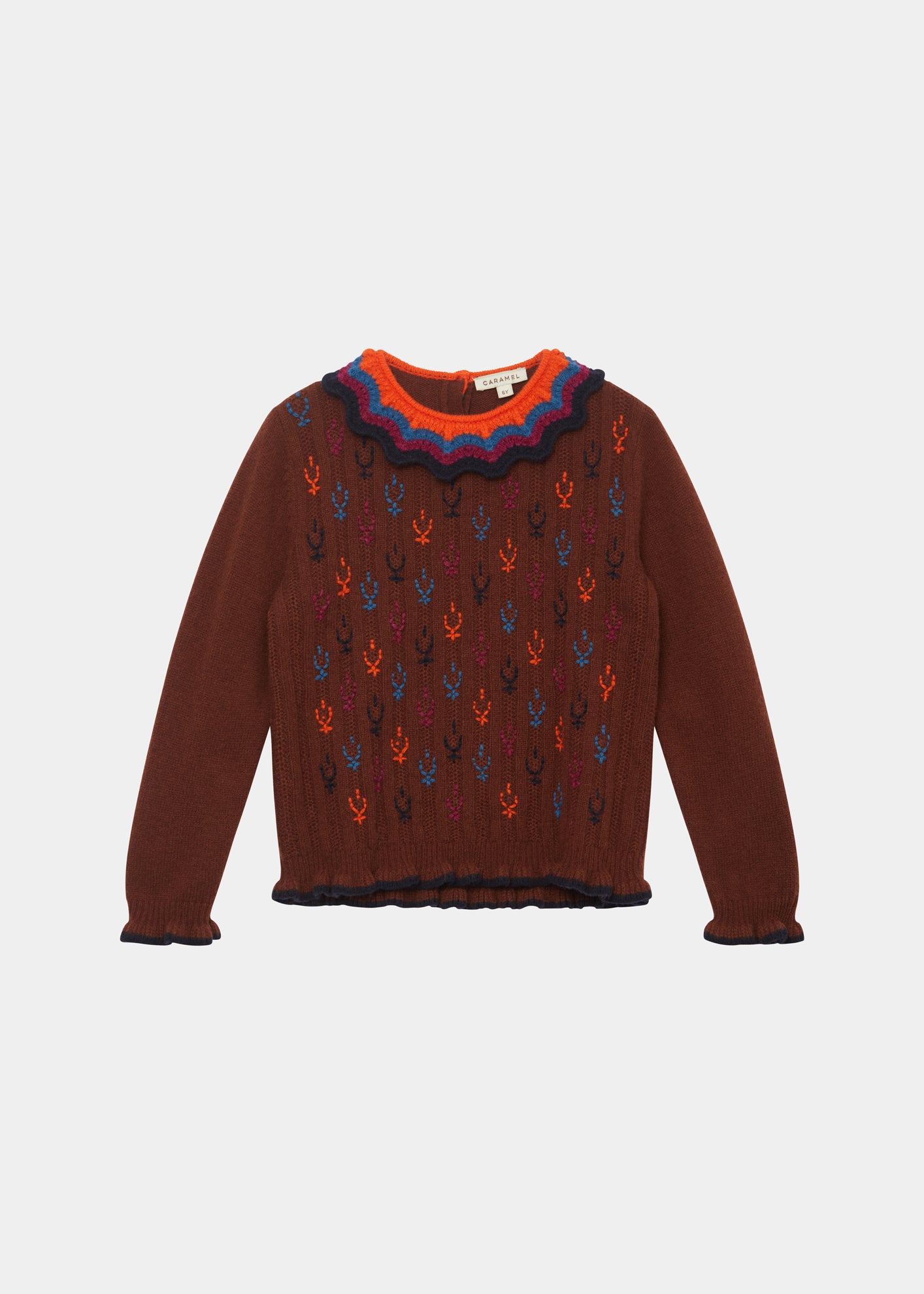 WOMAN EMBROIDERY JUMPER - NUTMEG