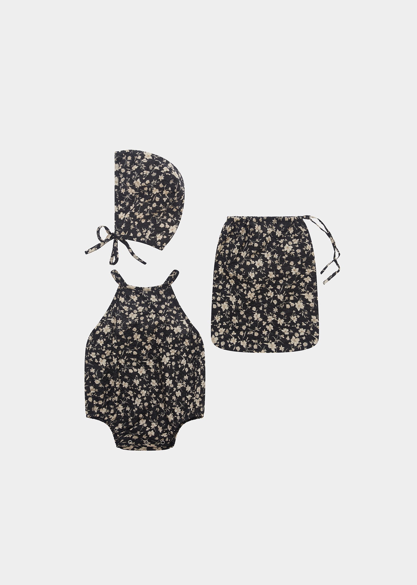 LAVENDULA BABY SET - BLACK FLORAL