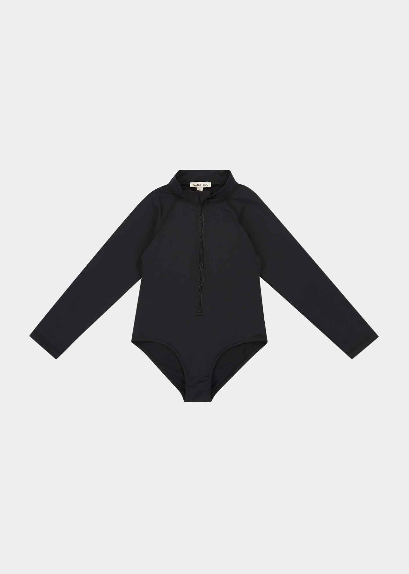 DILL ZIP UP SWIMSUIT - BLACK