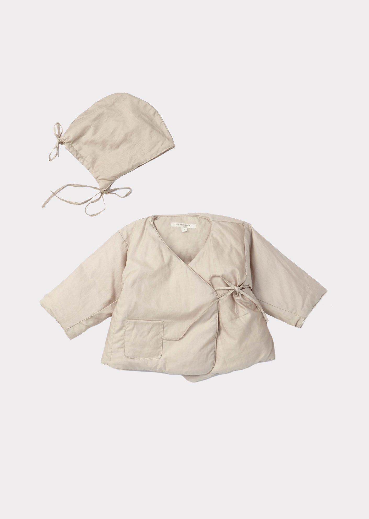 DOWN FILLED BABY JACKET AND HOOD - CREAM