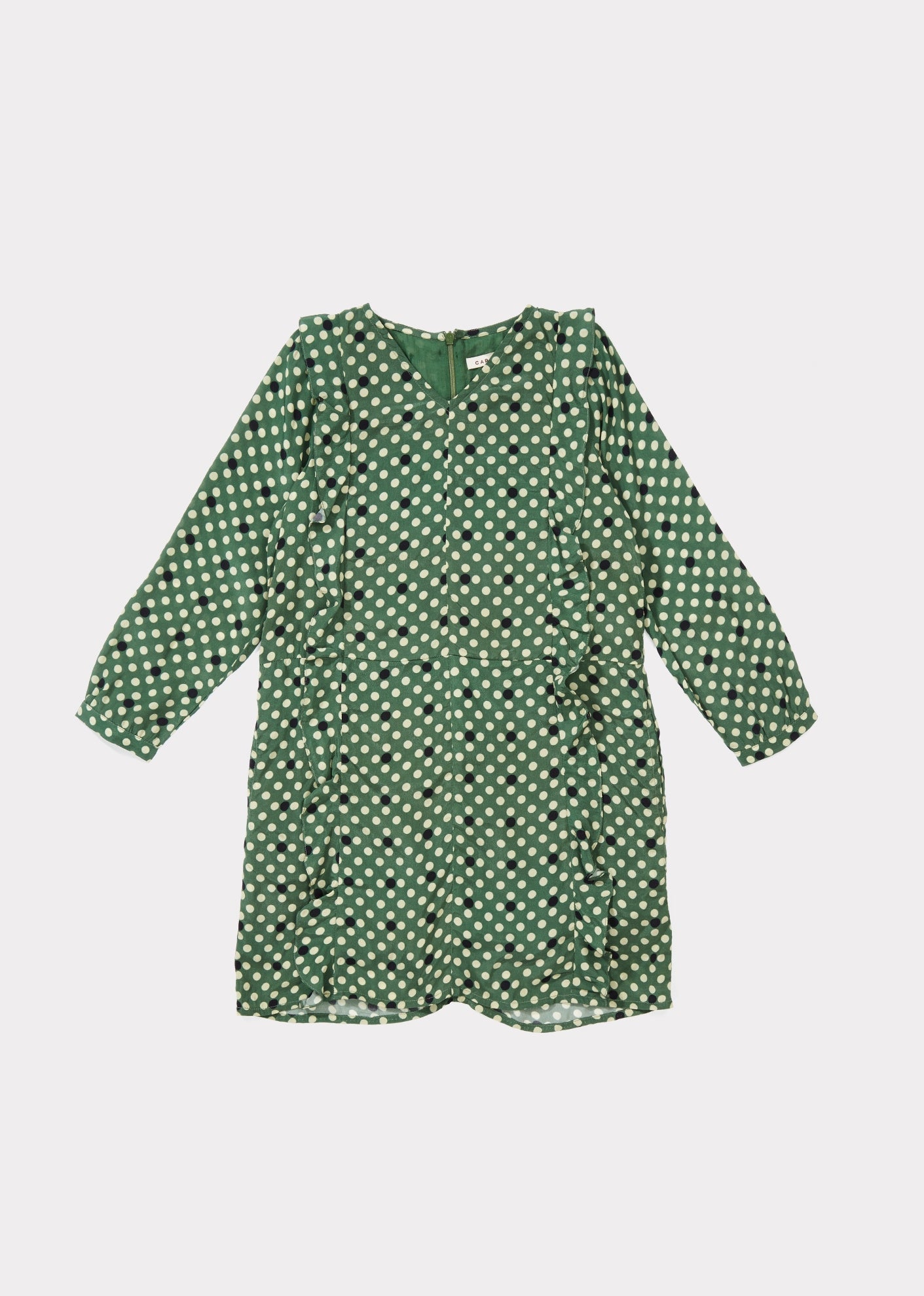 DOE DRESS - FOREST GREEN POLKA DOT
