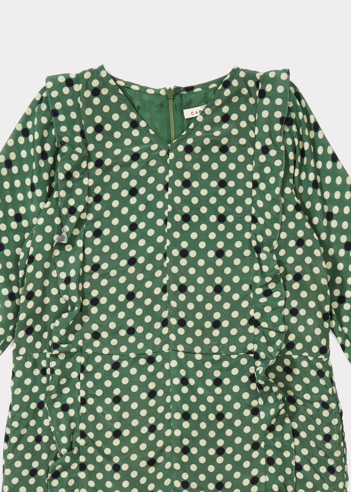 DOE DRESS - FOREST GREEN POLKA DOT
