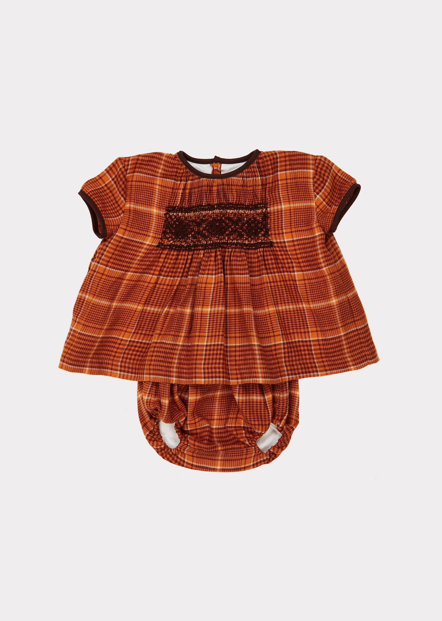 DOVE BABY TUNIC SET - ORANGE CHECK