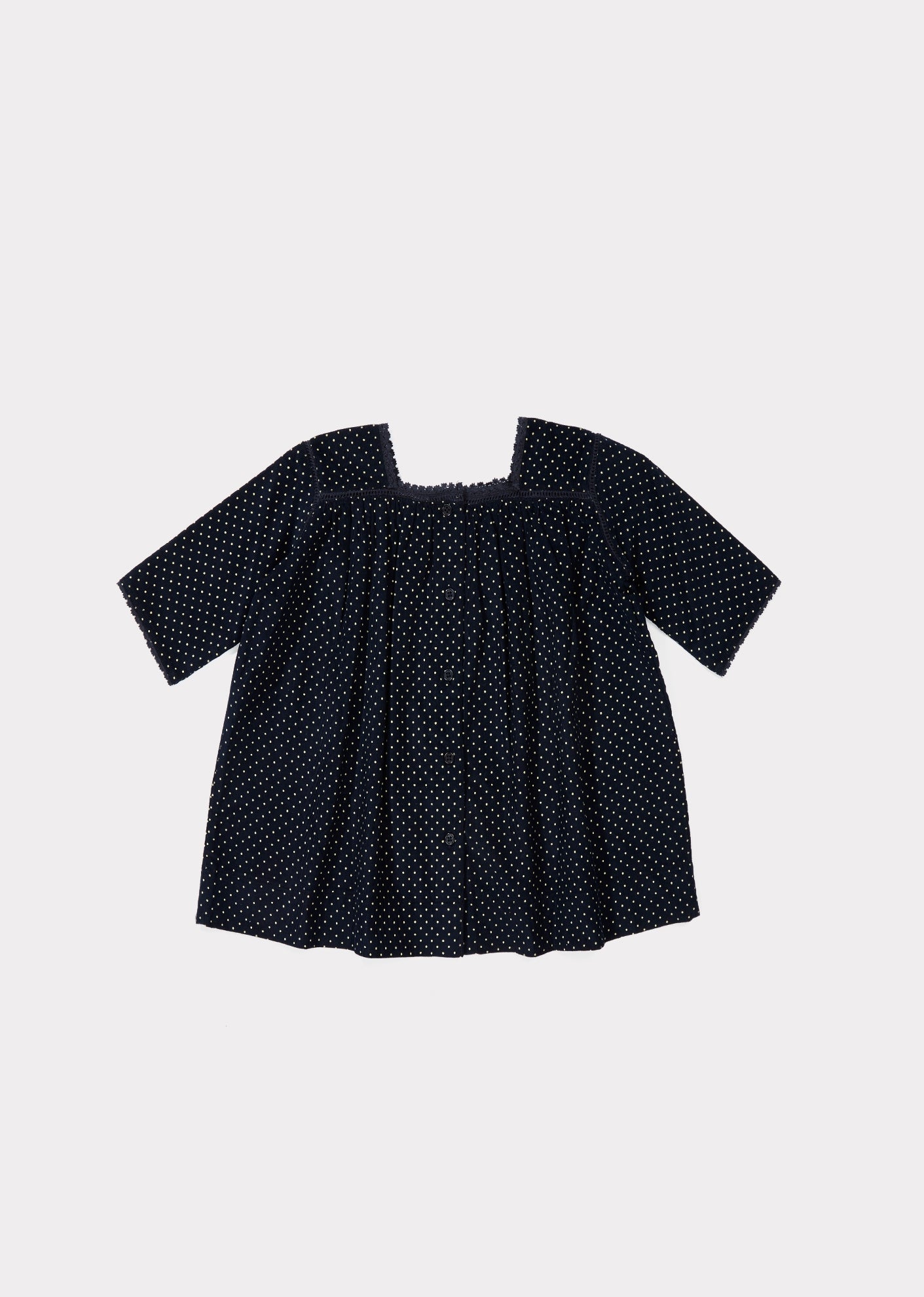 GIRAFFE BABY DRESS - NAVY BABYCORD DOT