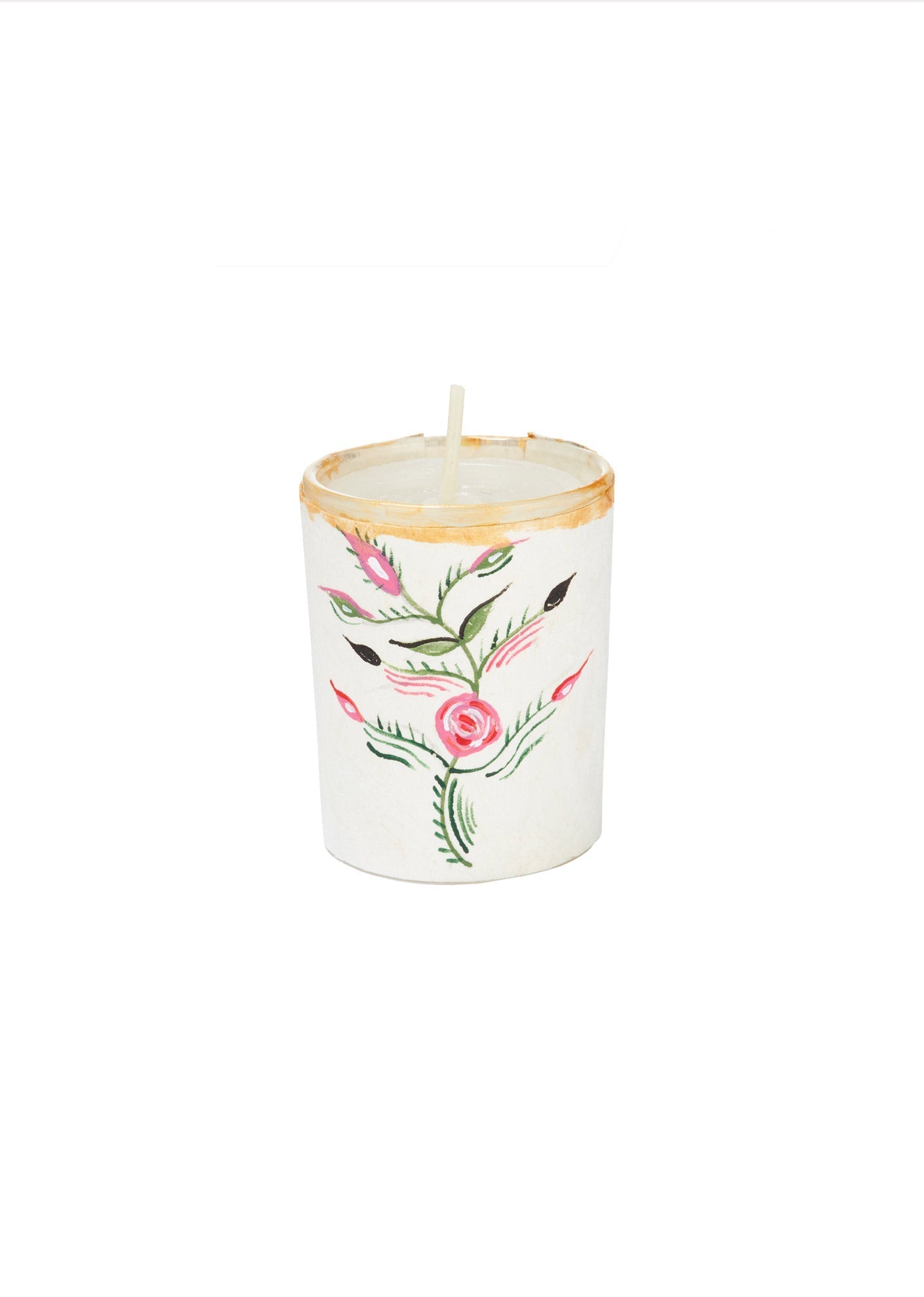 RIVER SONG HANDPAINTED VOTIVE HOLDER AMOR Y FLOWER - MULTI
